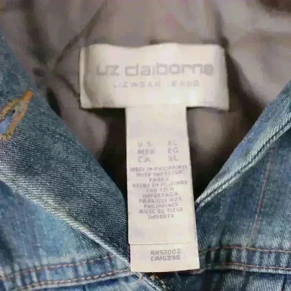 VINTAGE 90s Liz Claiborne Jean Faux Fur Cuff Collar Chore Trucker Coat Women XL - Picture 5 of 16